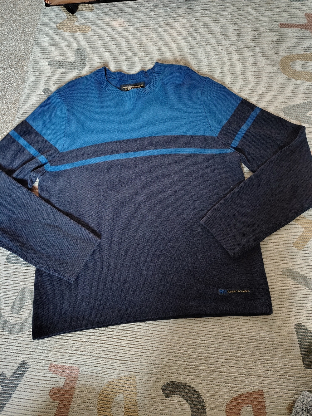 Vintage 90s Abercrombie & Fitch Colorblock Stripe Crewneck Knit Sweater L Grunge
